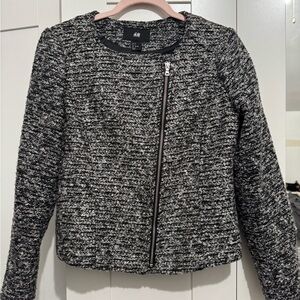 H&M Women's Black and White Tweed Blazer